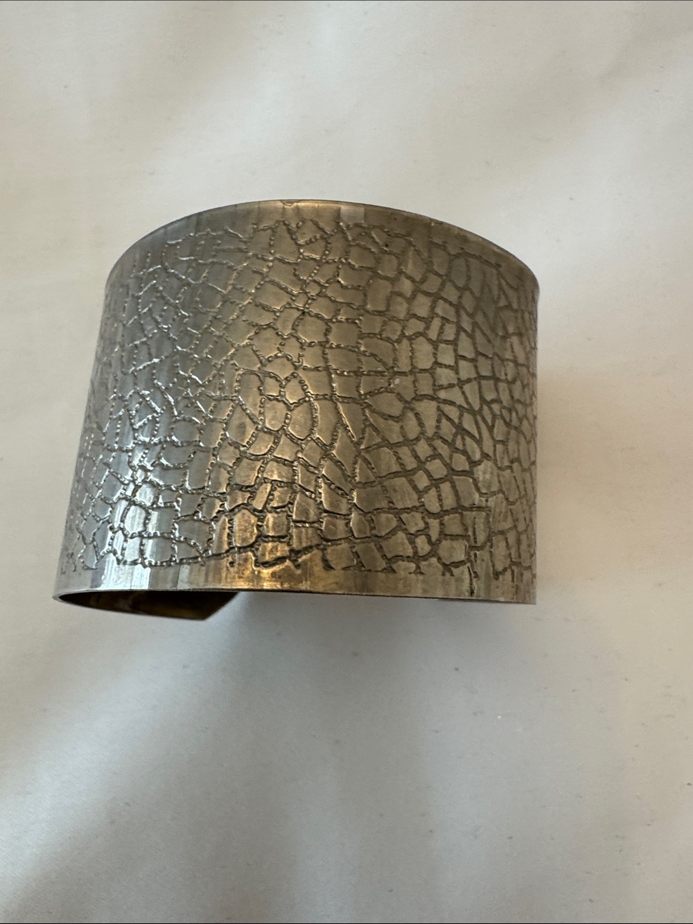 Textured Silver Metal Cuff Bracelet